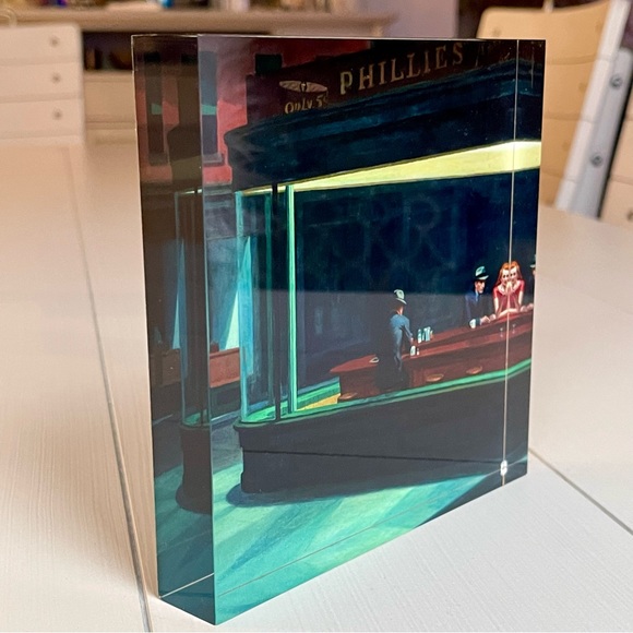 EDWARD HOPPER | NIGHTHAWKS 6" x 6" Square Art, High Gloss Fine Art - Picture 7 of 9